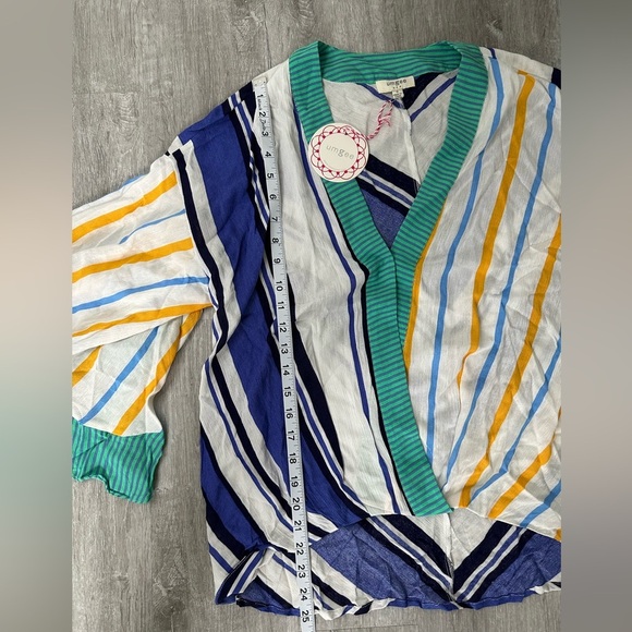 Umgee Striped Boho Blouse Size Small Top NWT - Picture 4 of 11